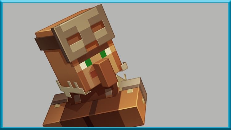 Ilustração de um villager armeiro do Minecraft com máscara de solda levantada e avental de couro